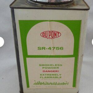 Vintage Dupont SR-4756 Smokeless Powder 4 lb Tin Empty 9" du Pont advertising